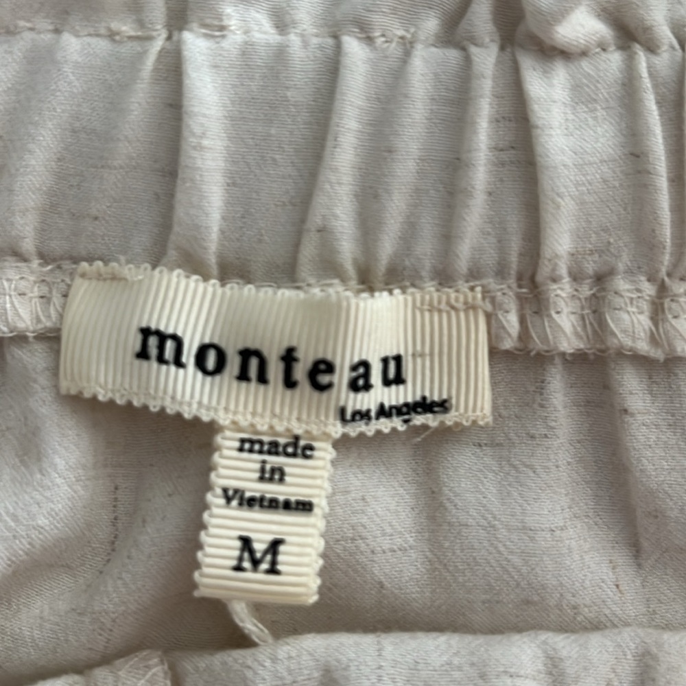 Monteau  Pants Linen paper bag  high waisted  wide leg  match belt  Size M NWOT - Picture 10 of 10